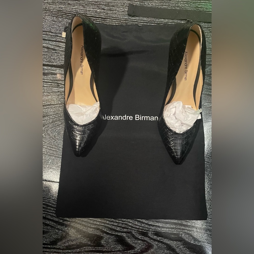 Alexandre Birman Black Croc-Embossed Heels